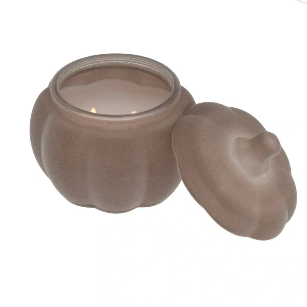 Better Homes & Gardens Pumpkin Snickerdoodle Swirl Scent Flocked Candle Lot Of 2